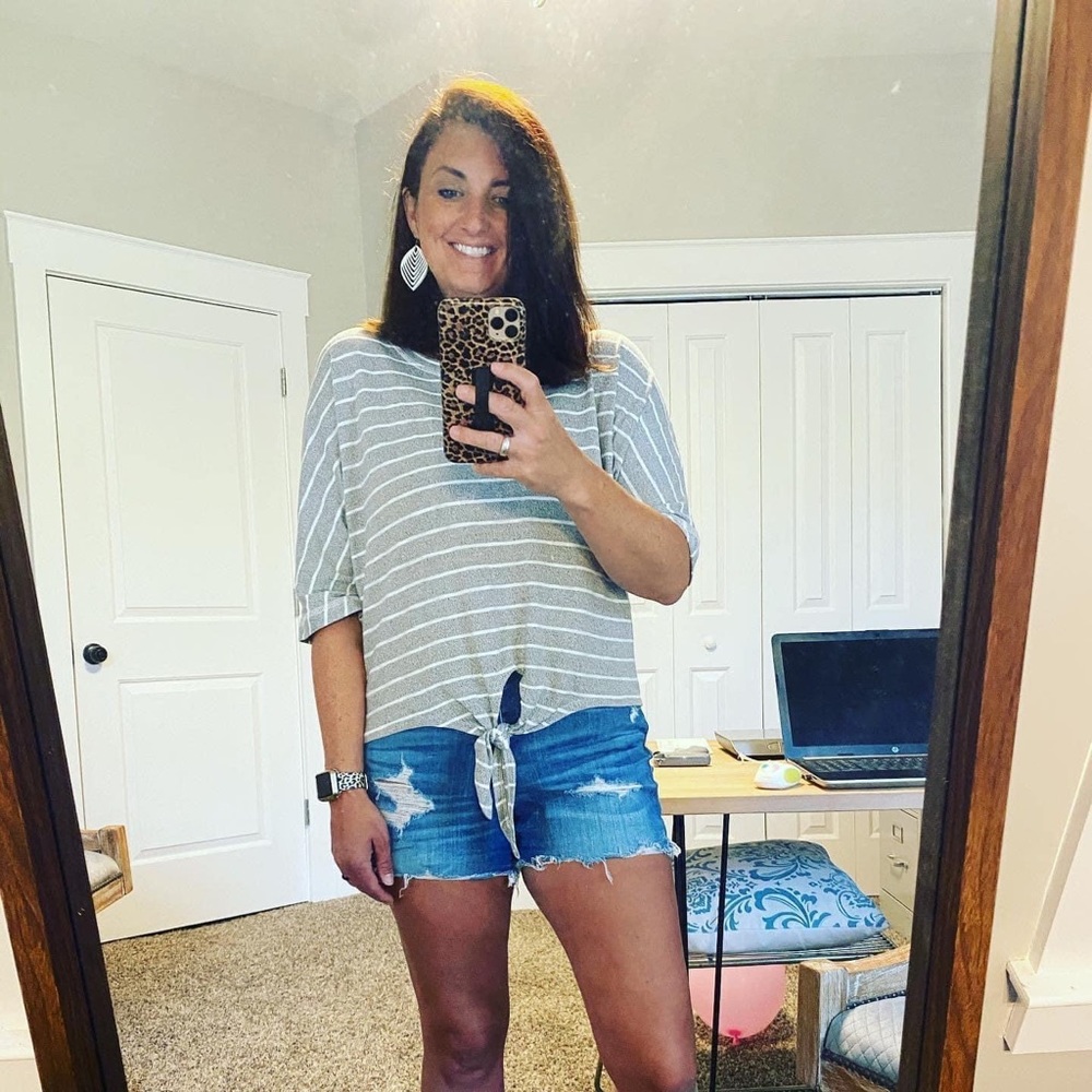 Gray and White Tie Tee!